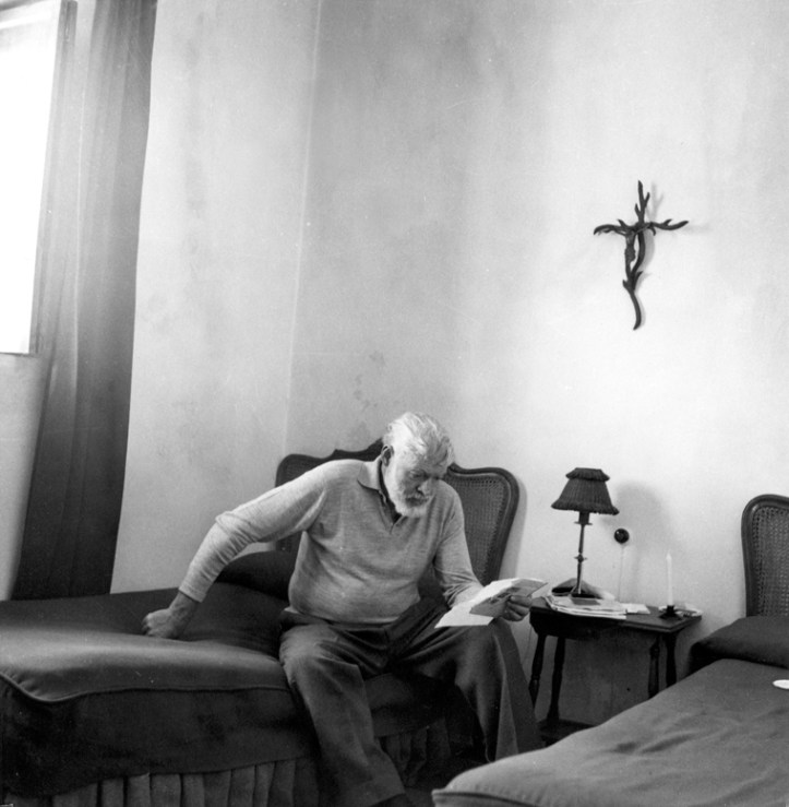 Hemingway Reading a Letter in Spain