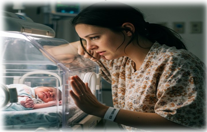 a mother and her baby in the NICU.